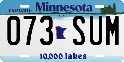 MN license plate 073SUM