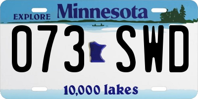 MN license plate 073SWD