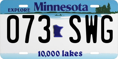 MN license plate 073SWG