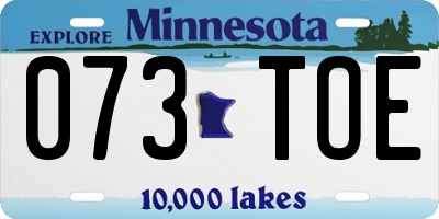MN license plate 073TOE