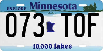 MN license plate 073TOF