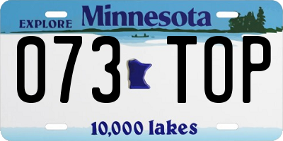 MN license plate 073TOP