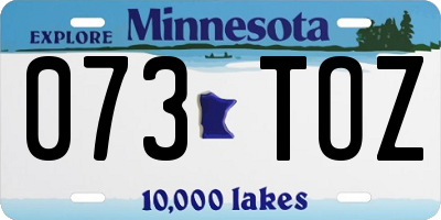 MN license plate 073TOZ