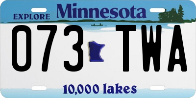 MN license plate 073TWA