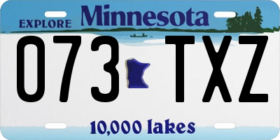MN license plate 073TXZ