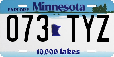 MN license plate 073TYZ