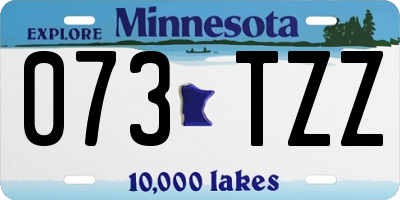 MN license plate 073TZZ