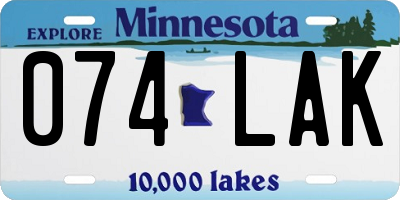 MN license plate 074LAK