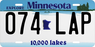 MN license plate 074LAP