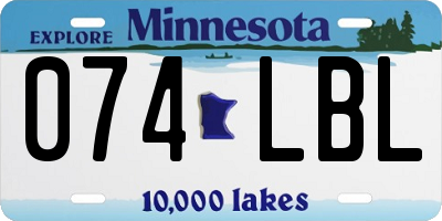 MN license plate 074LBL