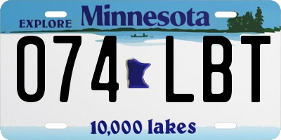 MN license plate 074LBT