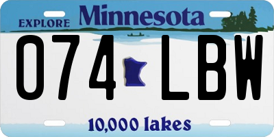 MN license plate 074LBW
