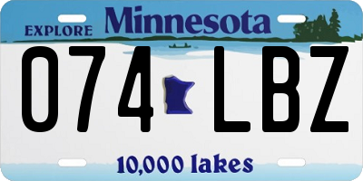 MN license plate 074LBZ