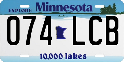 MN license plate 074LCB