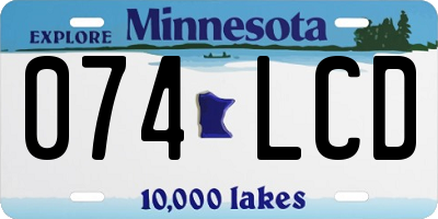 MN license plate 074LCD