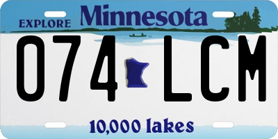 MN license plate 074LCM