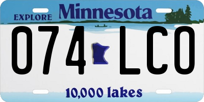 MN license plate 074LCO