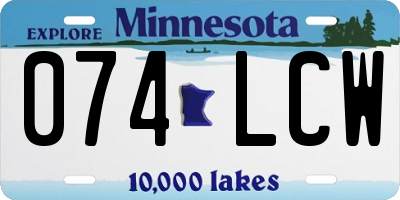 MN license plate 074LCW