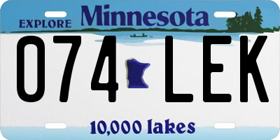 MN license plate 074LEK