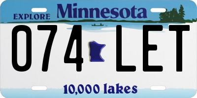 MN license plate 074LET