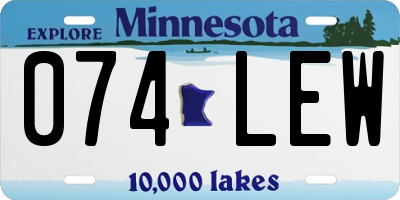 MN license plate 074LEW