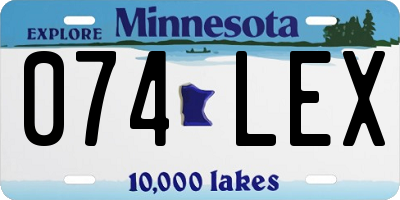 MN license plate 074LEX