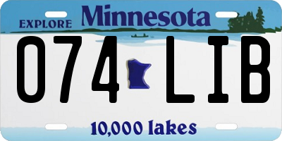 MN license plate 074LIB