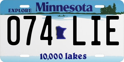 MN license plate 074LIE