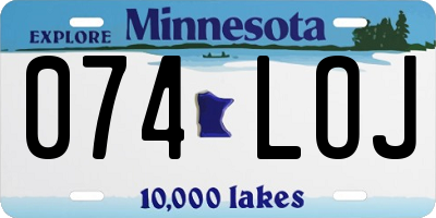 MN license plate 074LOJ
