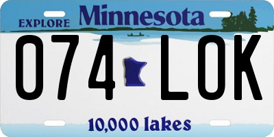 MN license plate 074LOK