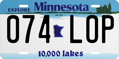 MN license plate 074LOP