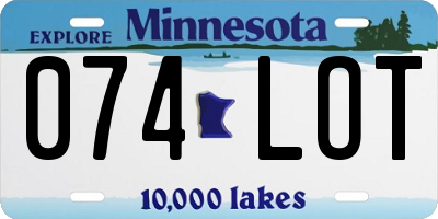 MN license plate 074LOT
