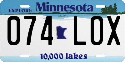 MN license plate 074LOX