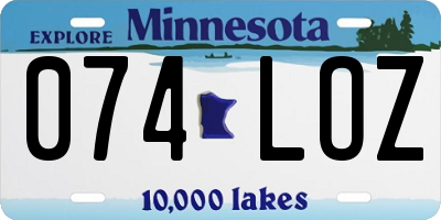 MN license plate 074LOZ