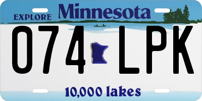 MN license plate 074LPK