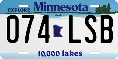MN license plate 074LSB