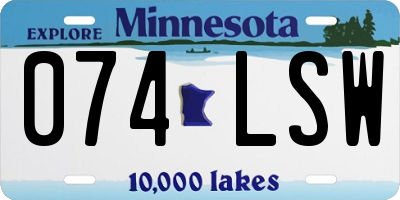 MN license plate 074LSW