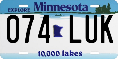 MN license plate 074LUK
