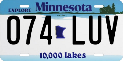 MN license plate 074LUV