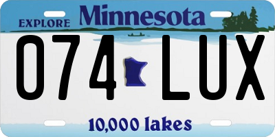 MN license plate 074LUX