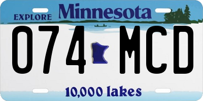MN license plate 074MCD