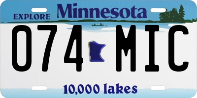 MN license plate 074MIC