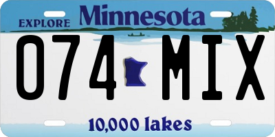 MN license plate 074MIX