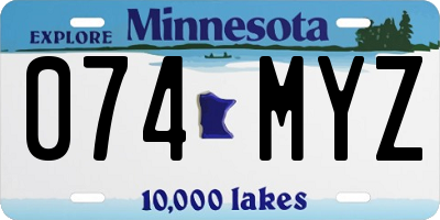 MN license plate 074MYZ