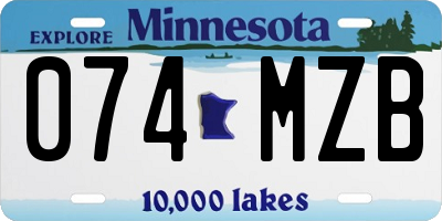 MN license plate 074MZB
