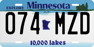 MN license plate 074MZD