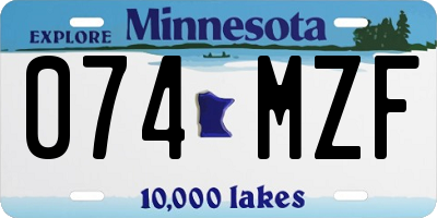 MN license plate 074MZF