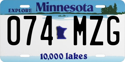 MN license plate 074MZG