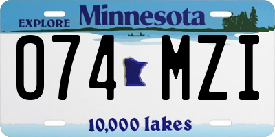 MN license plate 074MZI