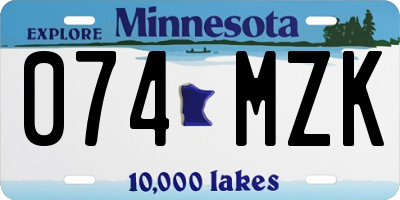 MN license plate 074MZK